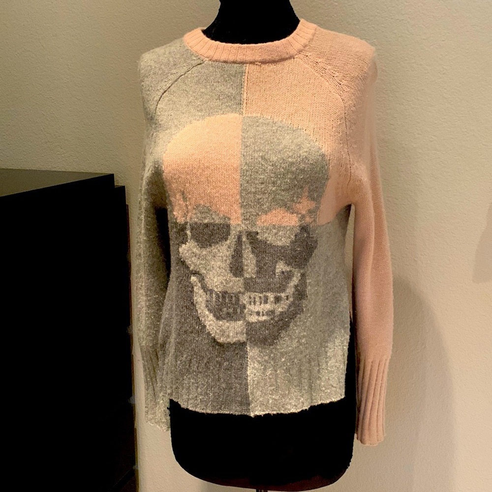 Wool Multi Color grey and petal pink sweater